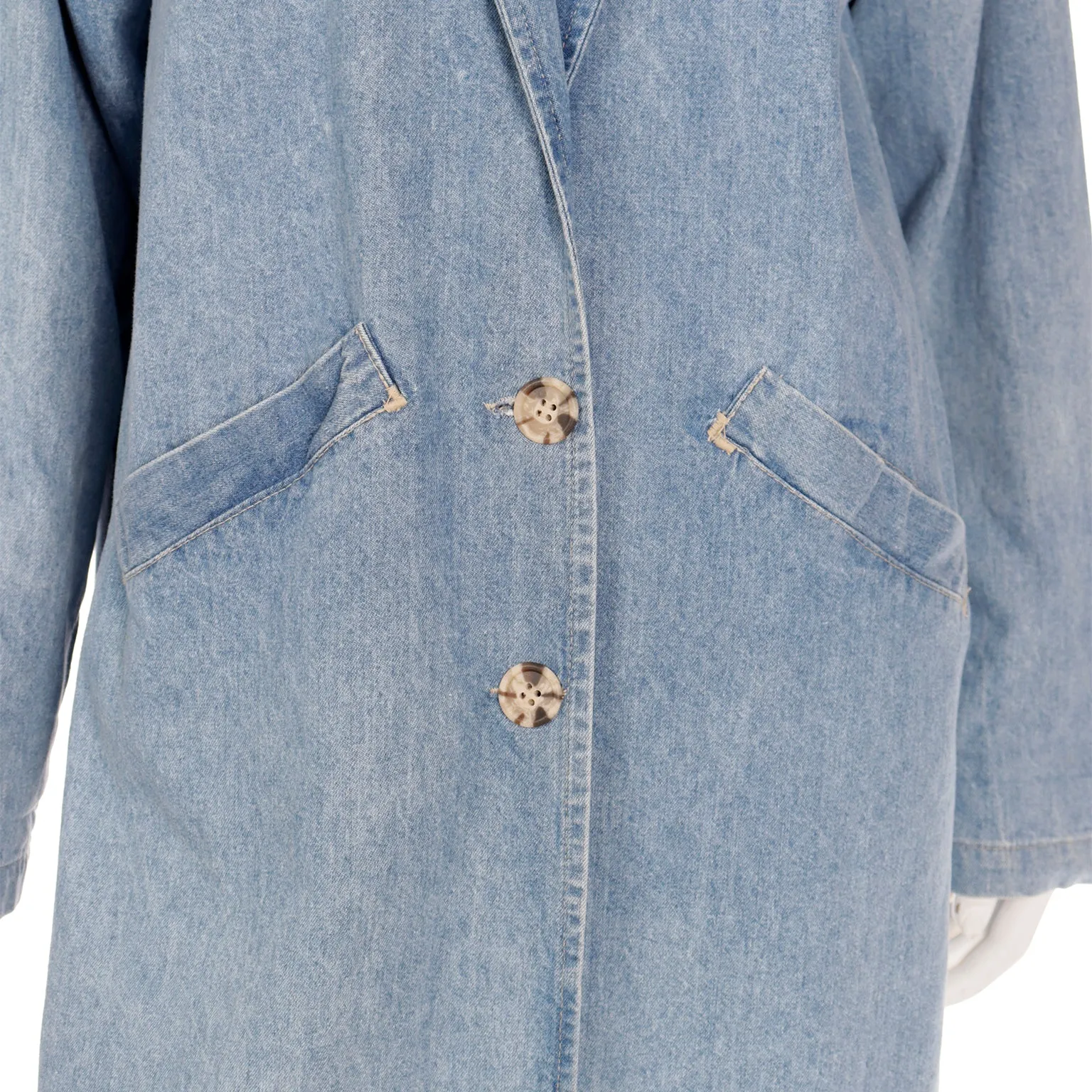 1980s Vintage Denim Blue Jean Duster Coat