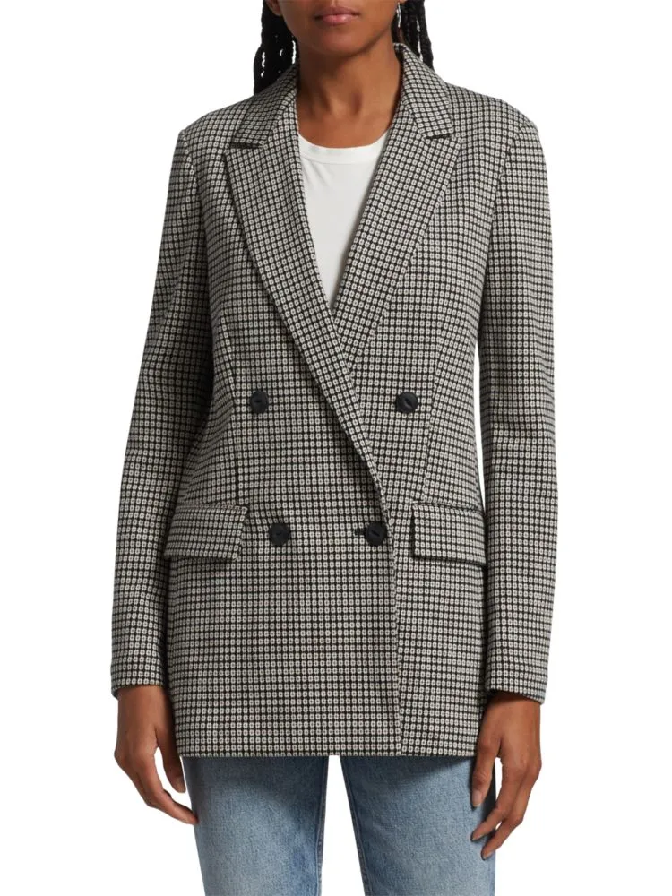 Andie Rag & Bone Print Double Breasted Blazer, Black