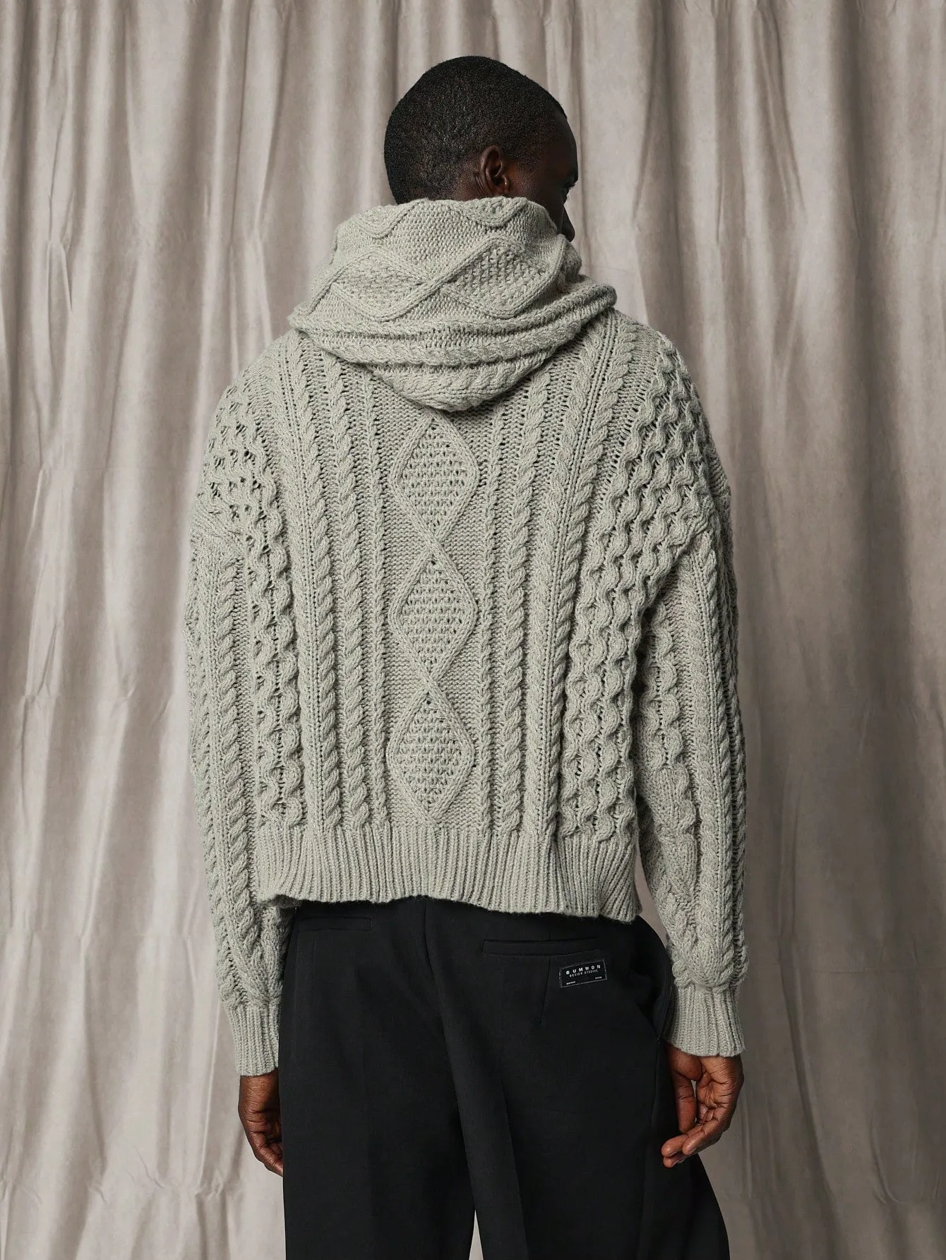 Boxy Heavyweight Cable Knit Hoodie Sweaters