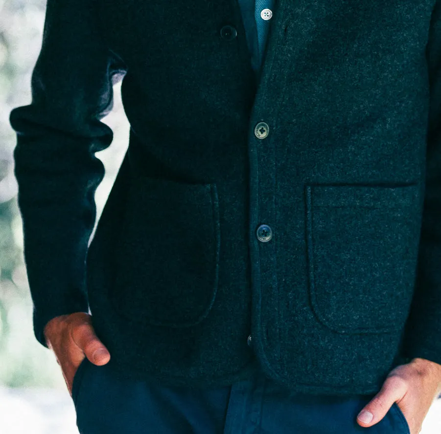 Burnham Knitted Boiled Wool Liner Jacket - Charcoal