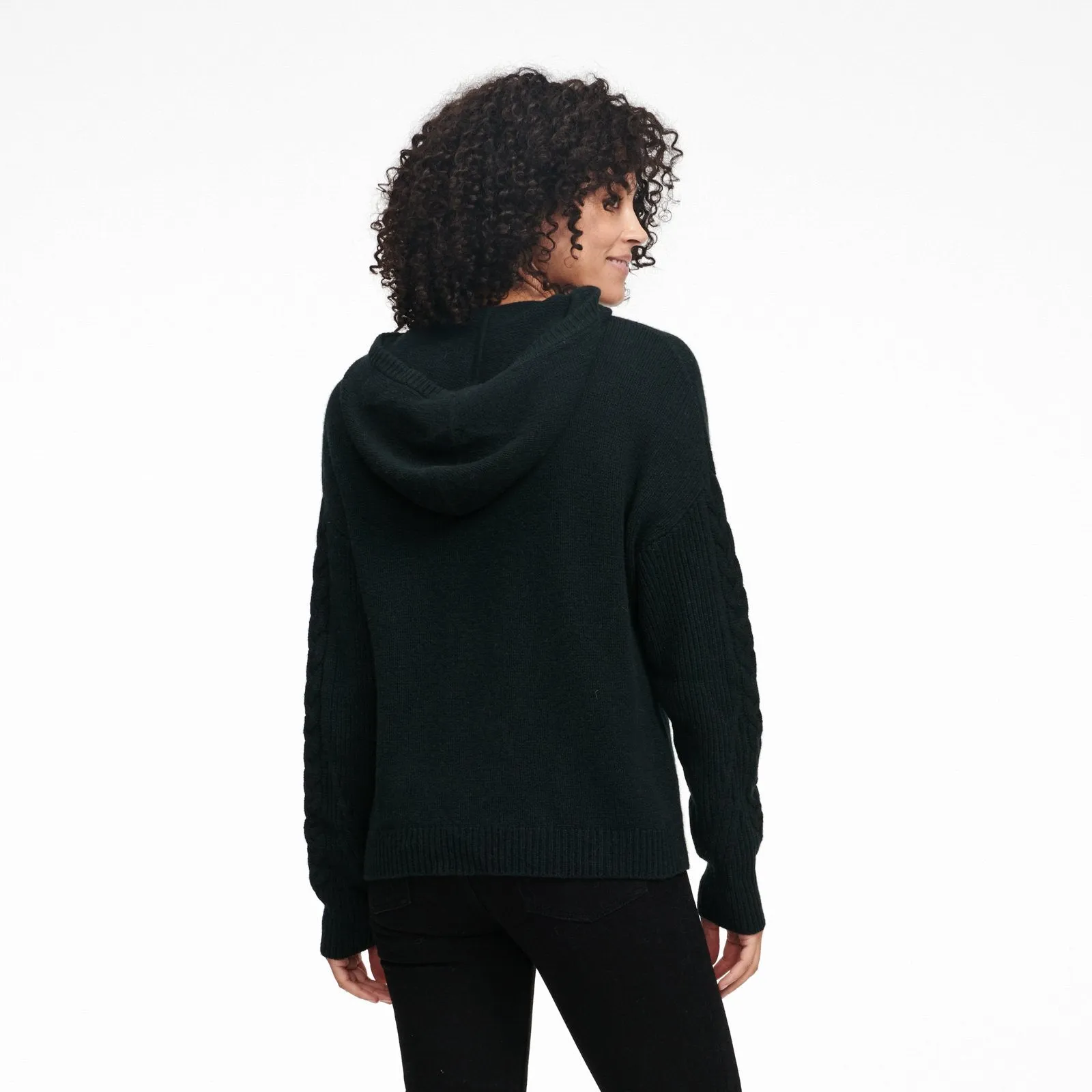 Cable Knit Sleeve Henley Hoodie