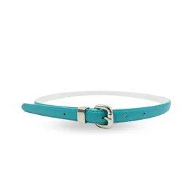 CARRIE - Womens Turquoise Aqua Blue Genuine Leather Belt with Silver Buckle