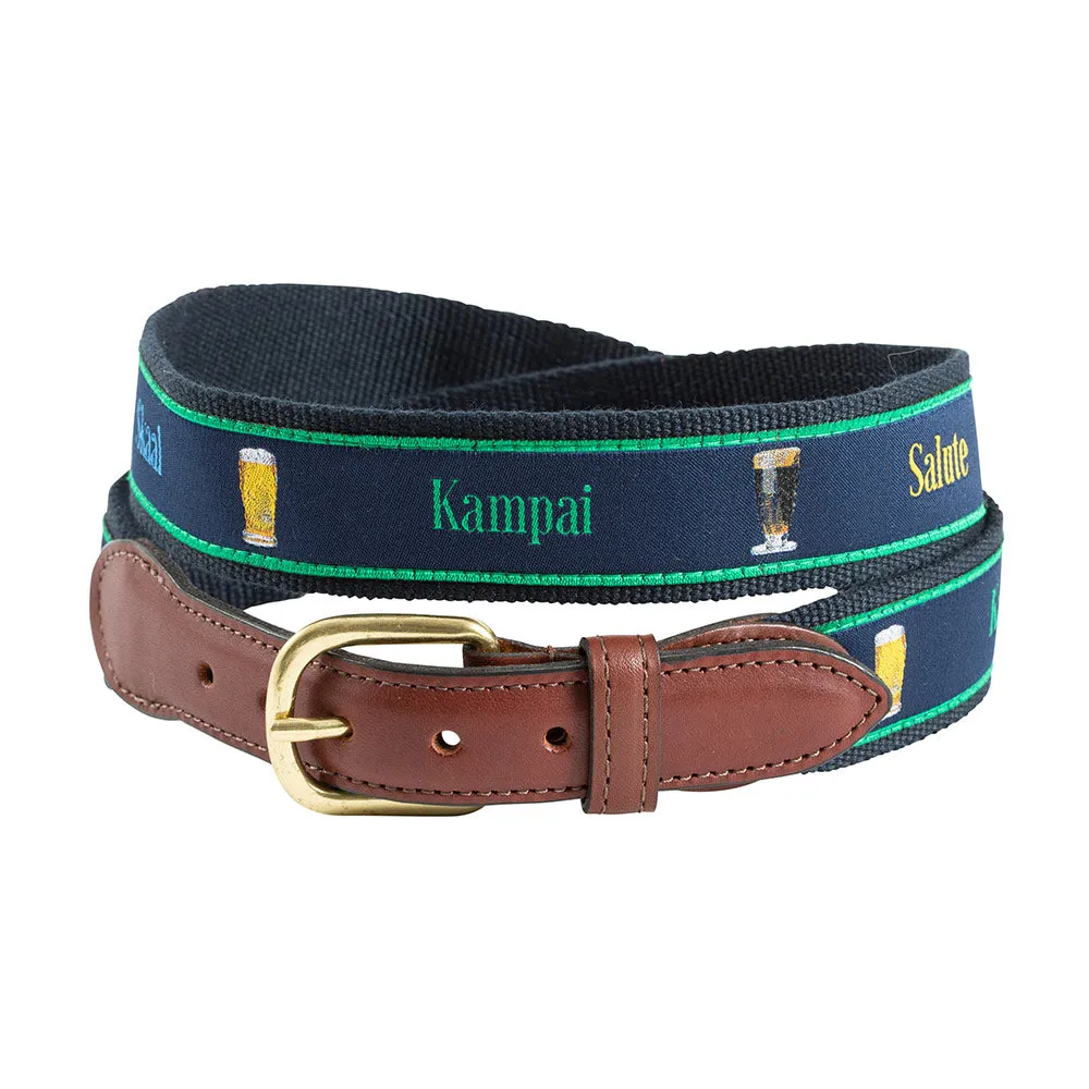 Cheers Bespoken Motif Leather Tab Belt