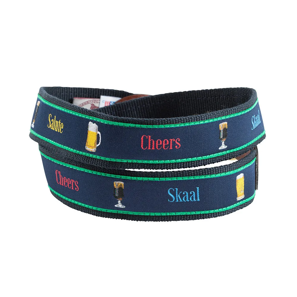 Cheers Bespoken Motif Leather Tab Belt