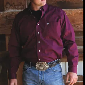 Cinch Men's Classic Fit Solid Burgundy Western Shirt