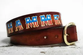 Copy of American Flag Personalized Name Leather Belt