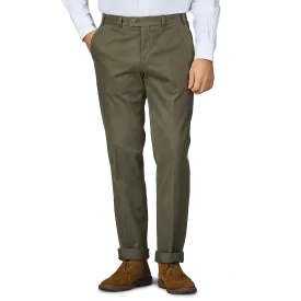 Dark Green Cotton Stretch Regular Fit Chinos