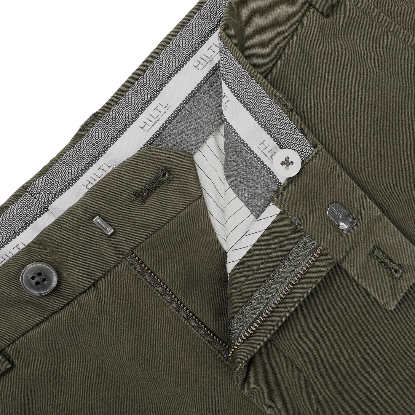 Dark Green Cotton Stretch Regular Fit Chinos