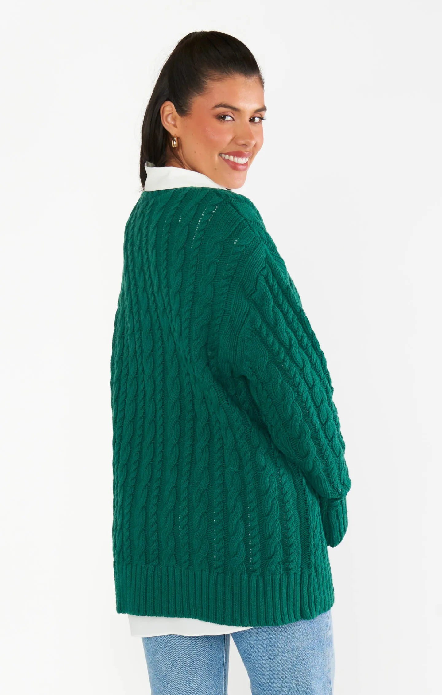 Day to Day Tunic Sweater ~ Emerald Cable Knit