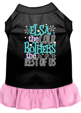 Elsa, The Cold Screen Print Dog Dress Black With Light Pink Med