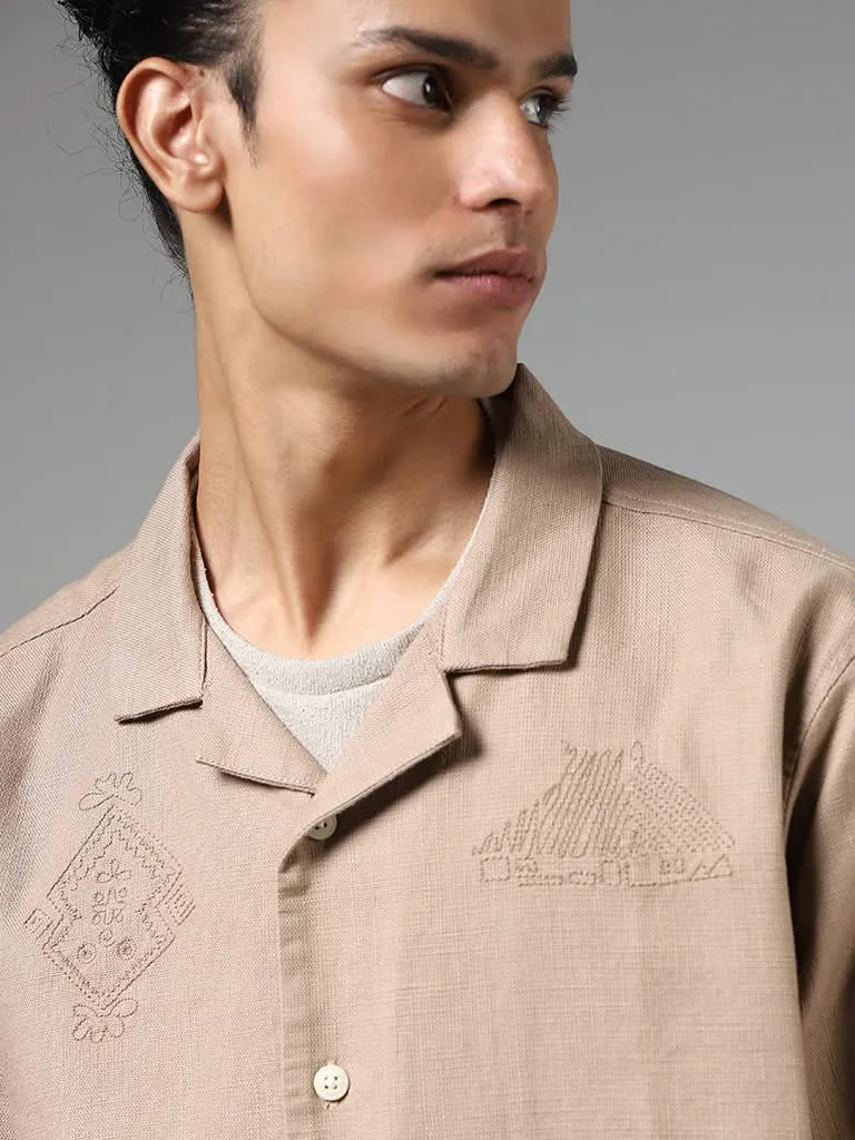 ETA Brown Embroidered Relaxed-Fit Jacket