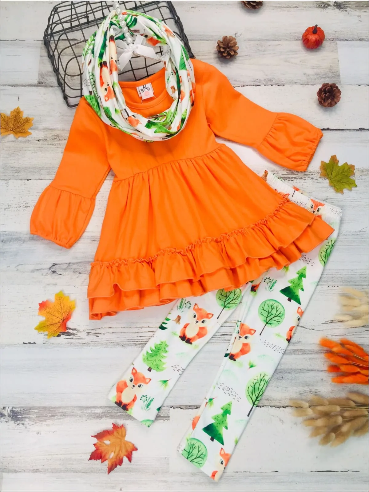 Fall Frolic Tunic, Legging and Scarf Set