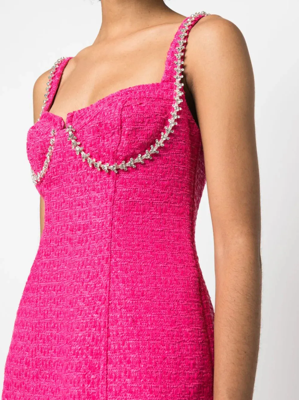 Fuchsia Boucle Diamante Bust Dress