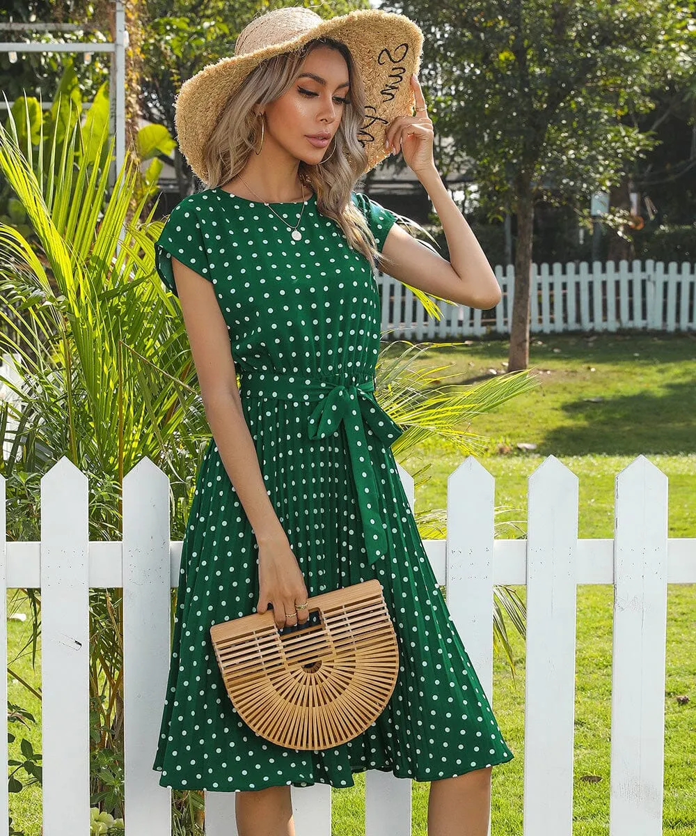 Green A line Spot Maxi Dress