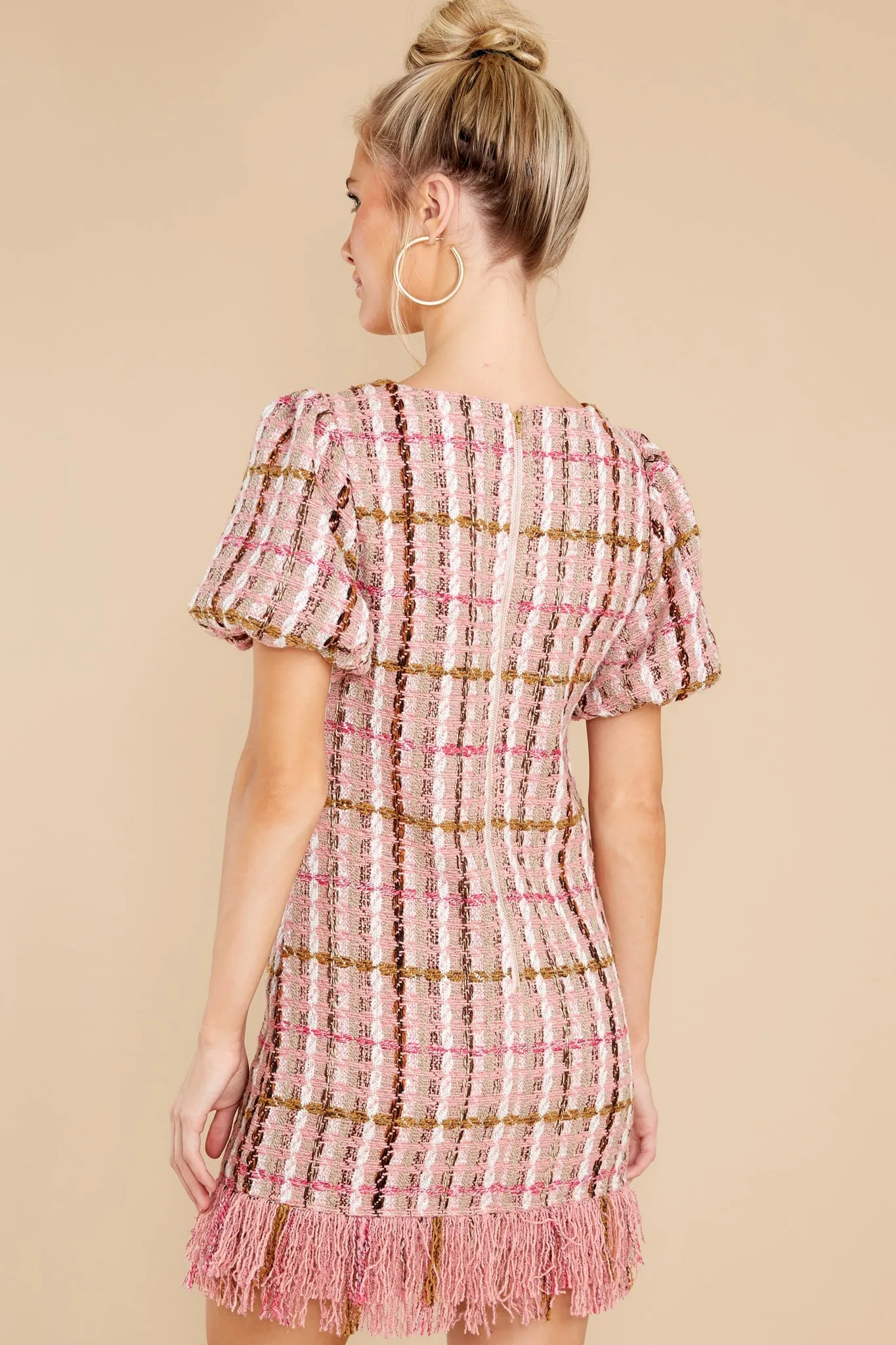 Higher Class Pink Tweed Dress