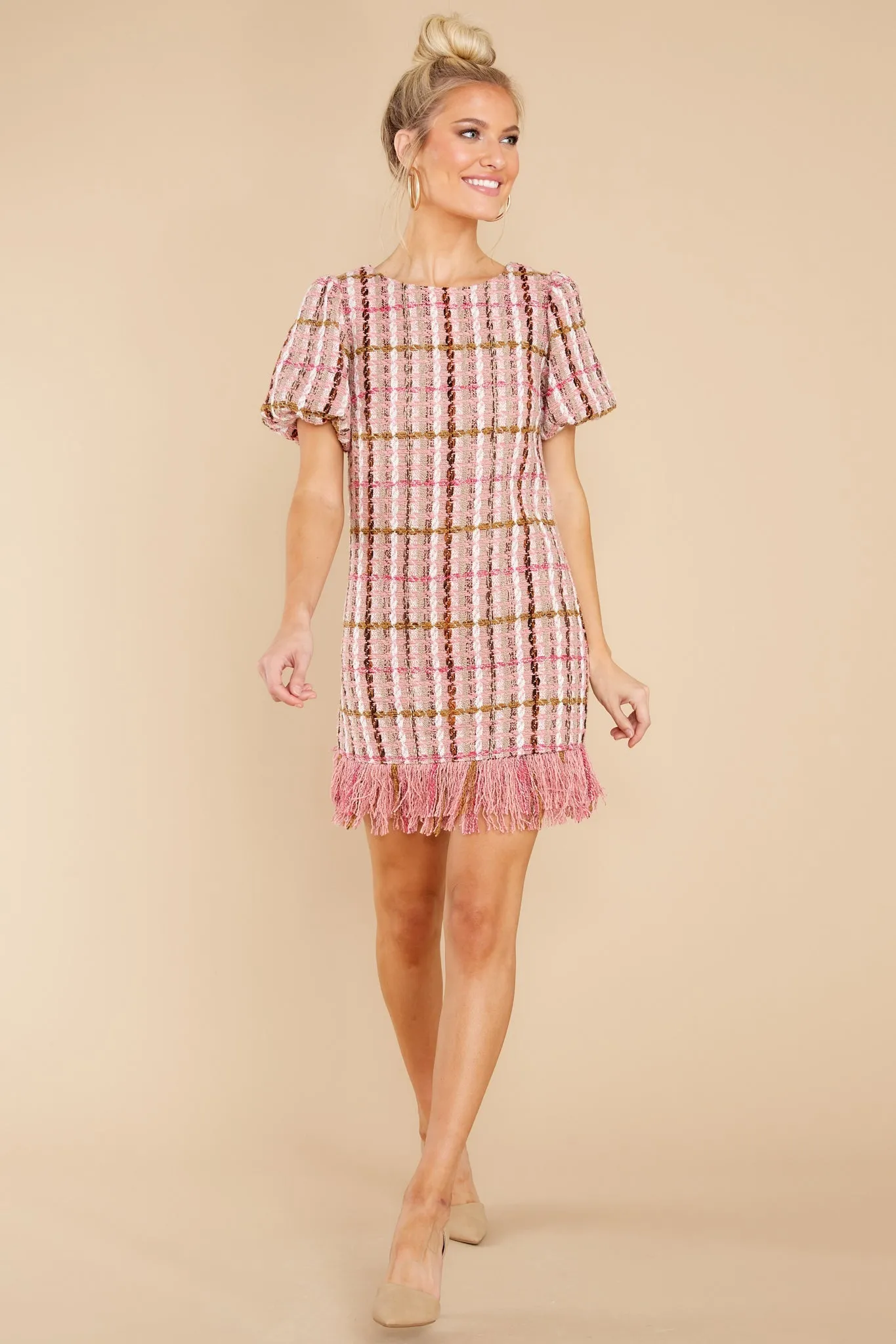 Higher Class Pink Tweed Dress