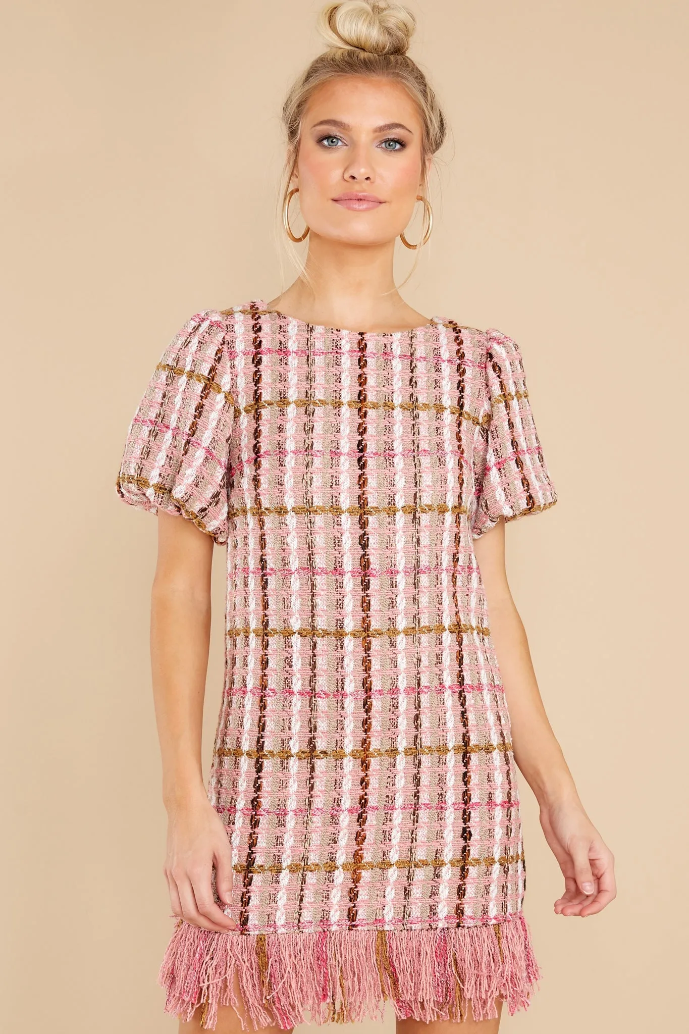 Higher Class Pink Tweed Dress