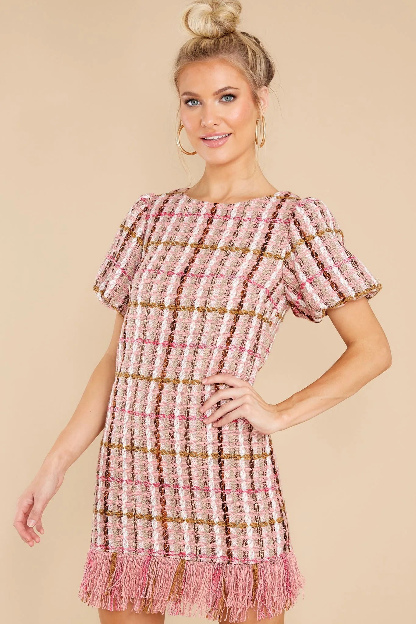 Higher Class Pink Tweed Dress