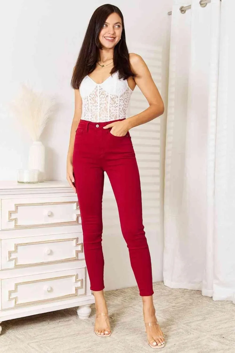 Judy Blue Red High Waist Skinny Jeans