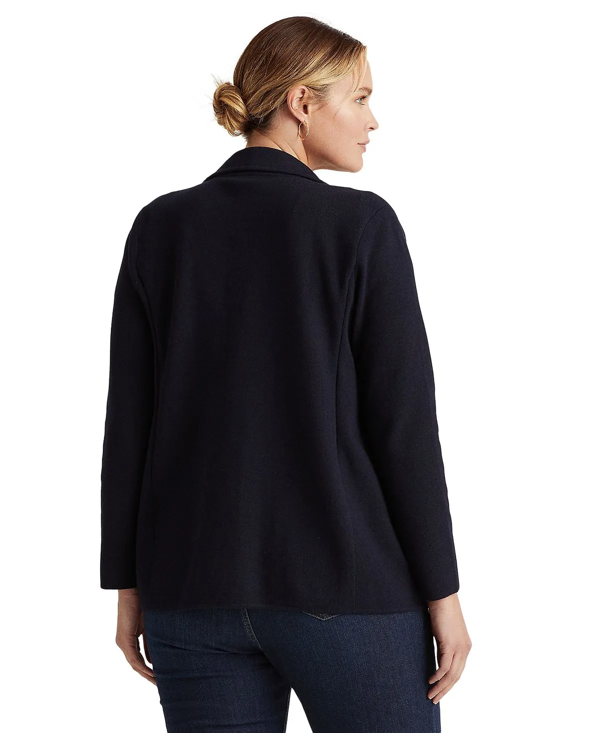 Lauren Ralph Lauren Women's Plus Size Combed Cotton Single Breasted Blazer