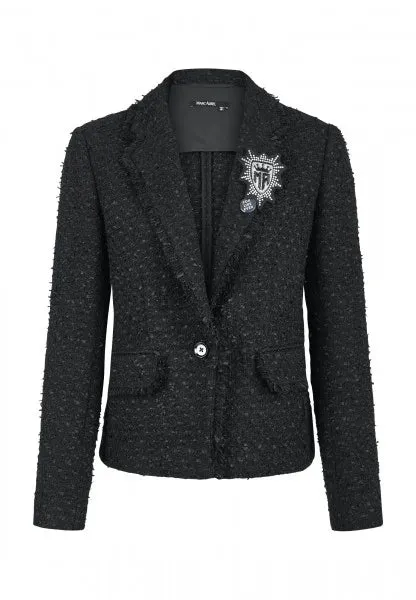 Marc Aurel Black Tweed Blazer With Brooches