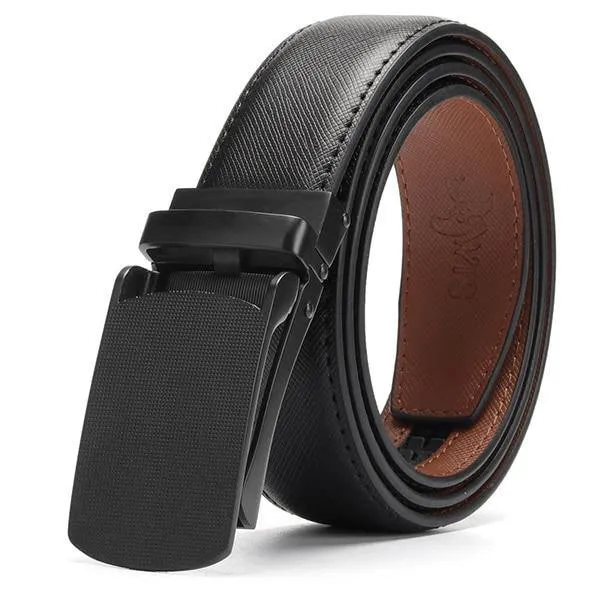 Men's Genuine Leather Adjustable Black Business Belt