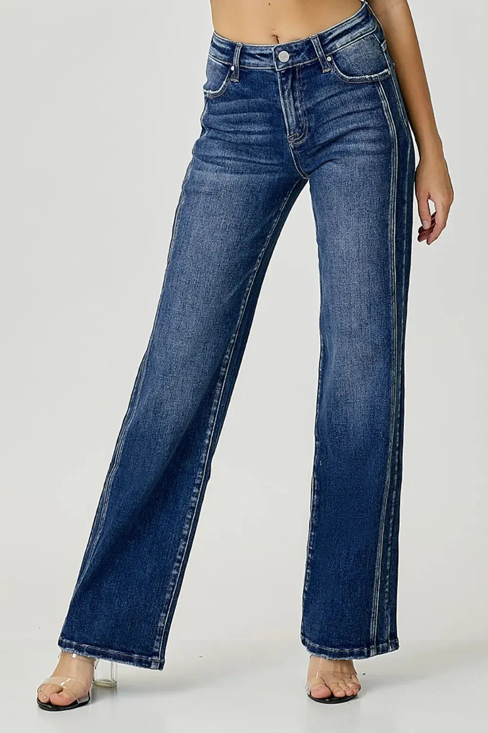 Mid Rise Straight Jeans