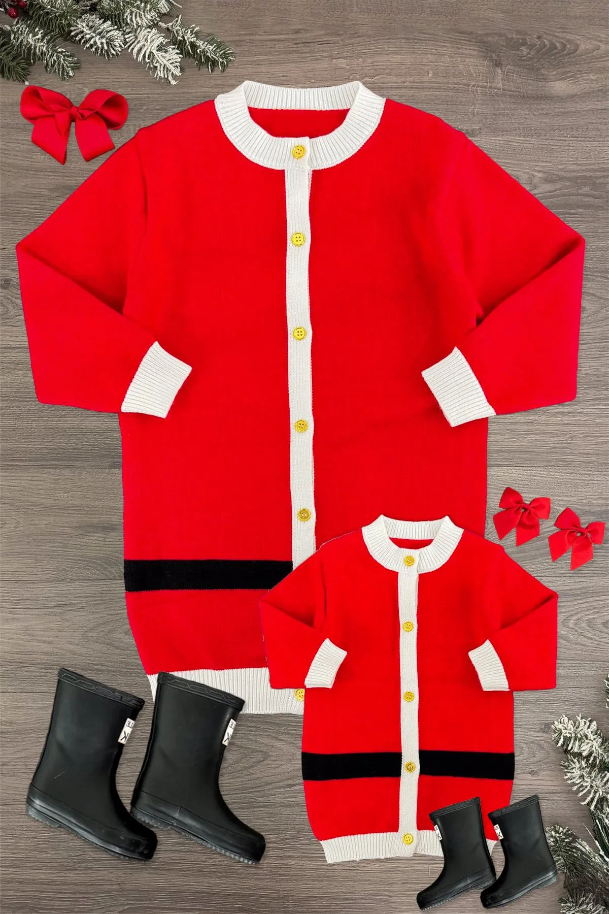 Mom & Me - Red Santa Claus Cardigan