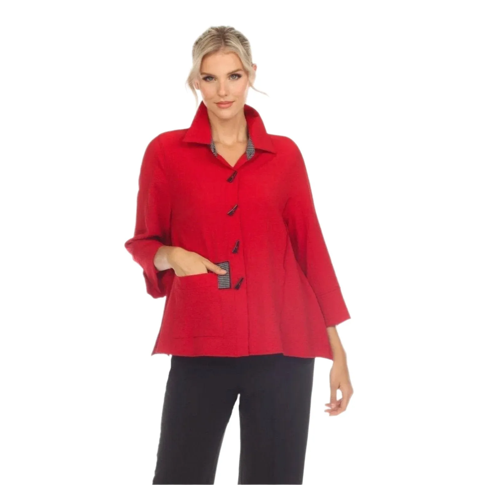 Moonlight Patch Trim Shirt/Jacket in Red - 3649-RD