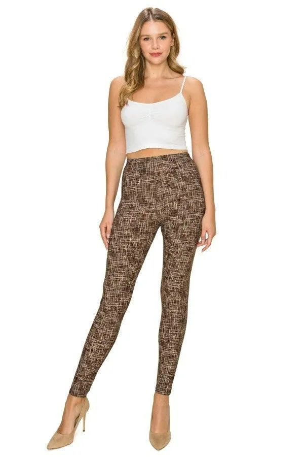 Multi Print, Full Length, High Waisted Leggings In A Fitted Style