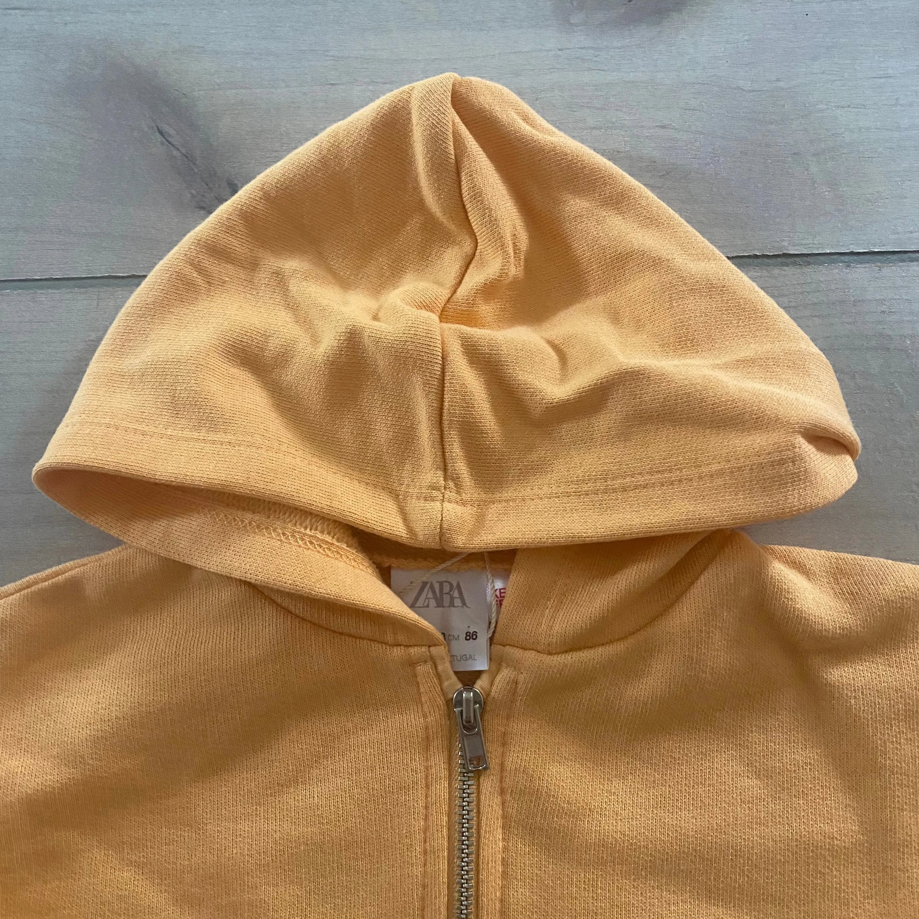 NEW Zara Baby Soft Orange Cotton Hooded Zipper Jacket