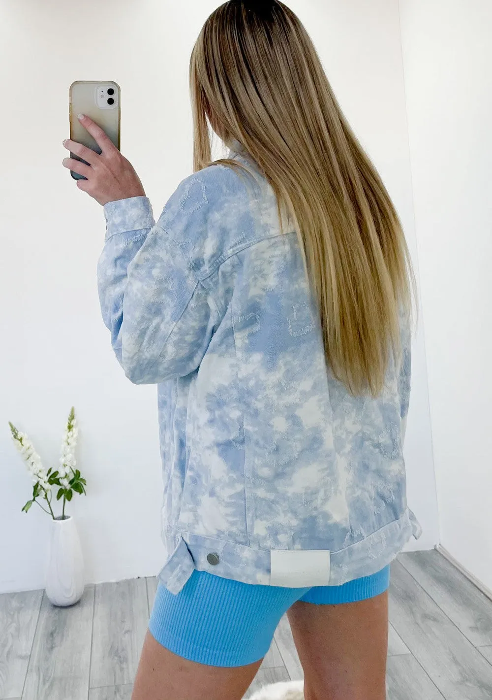 Oversized Tie Dye Denim Jacket in Blue