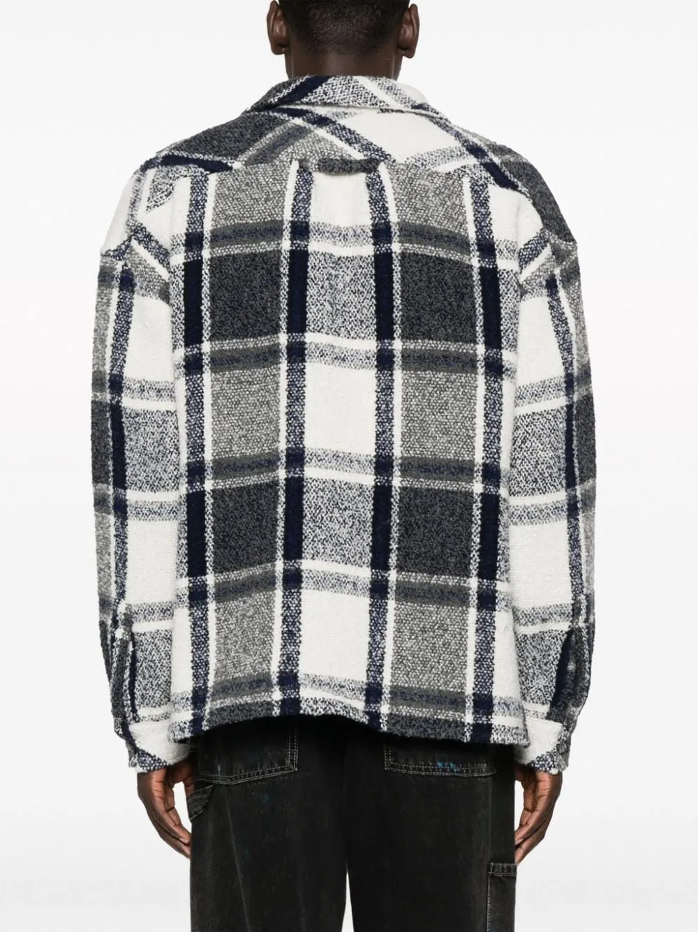 PLAID CHECK-PRINT TWEED SHIRT