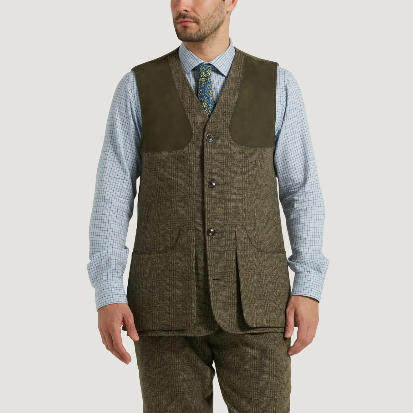 Purdey Tweed High Collar Sporting Vest Morlich