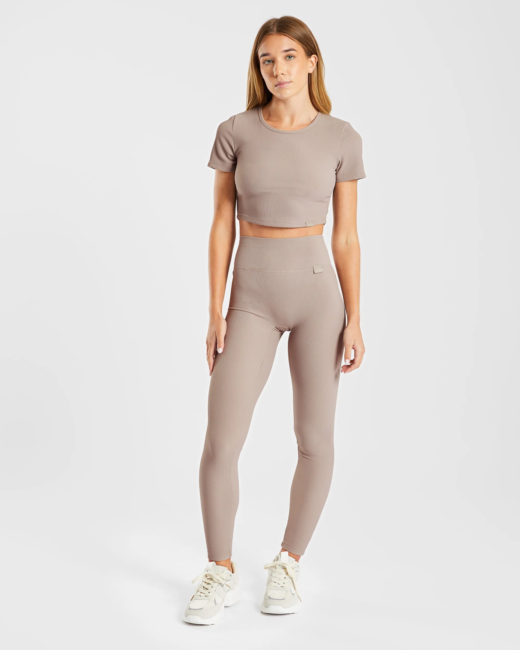 Sculpt Ribbed Leggings - Taupe