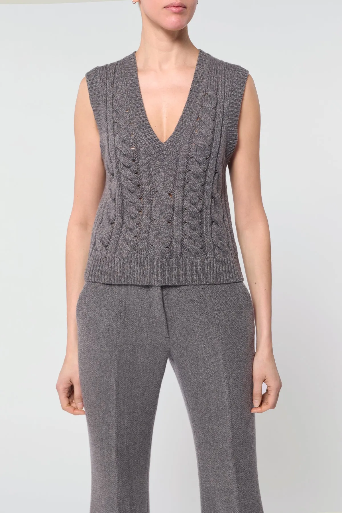 Selsey Knit Top in Dark Grey Multi Cashmere