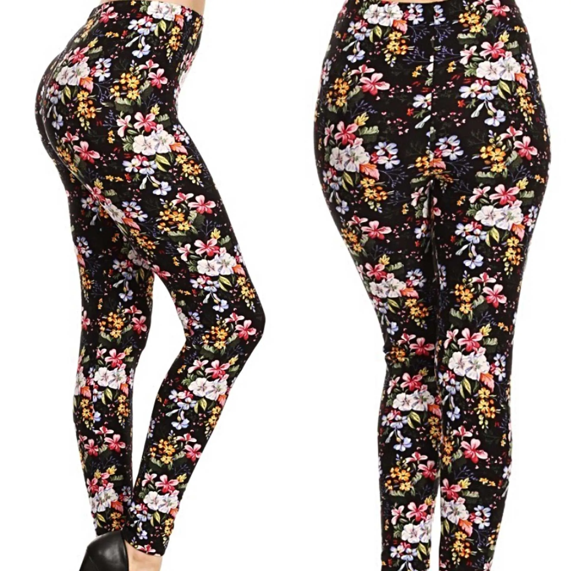 Spring Floral Print Brushed Leggings Regular