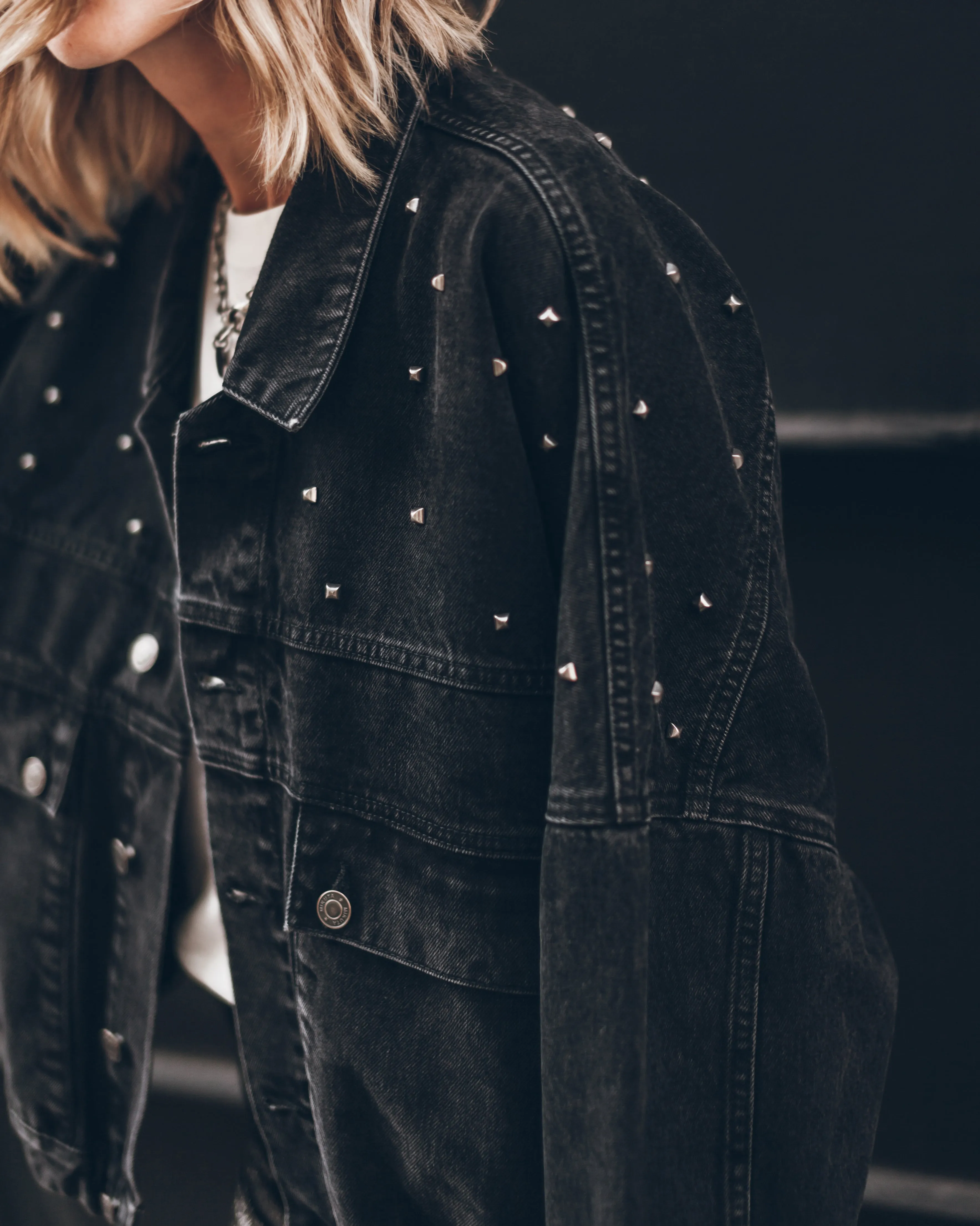 The Black Studded Denim Jacket