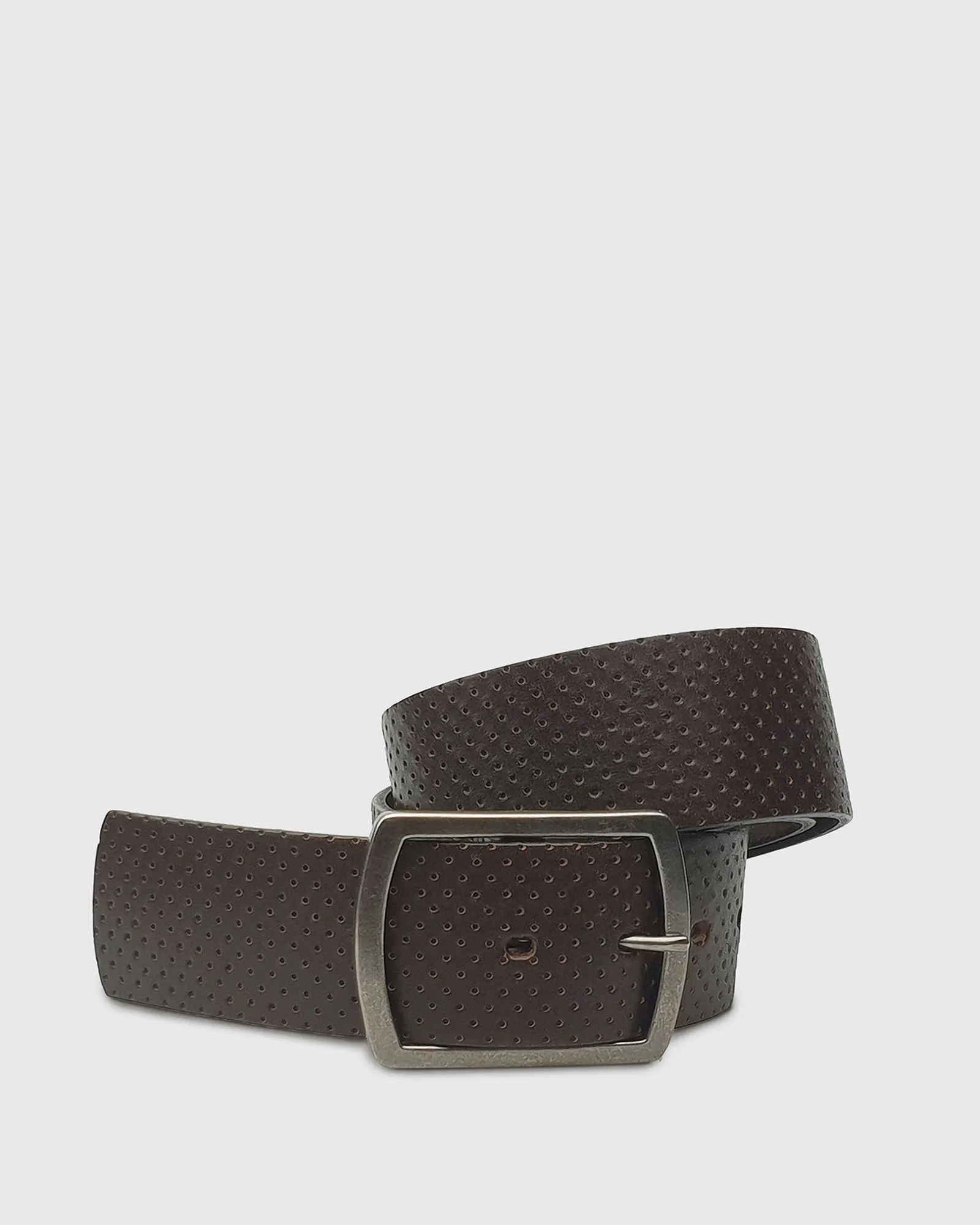 VINCENT& FRANKS / ROUGE 622A ITA BROWN PERFORATED LEATHER BELT