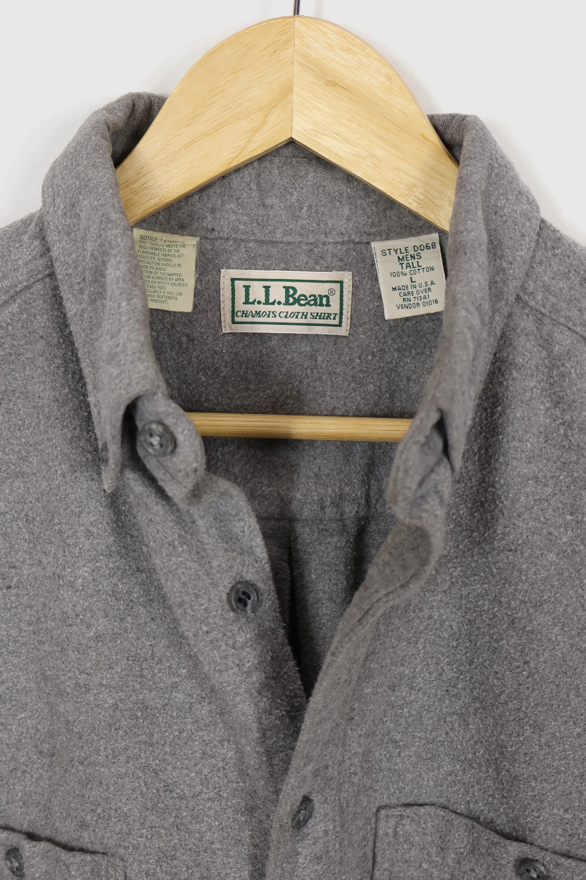 Vintage L.L. Bean Grey Flannel Button-Down Shirt