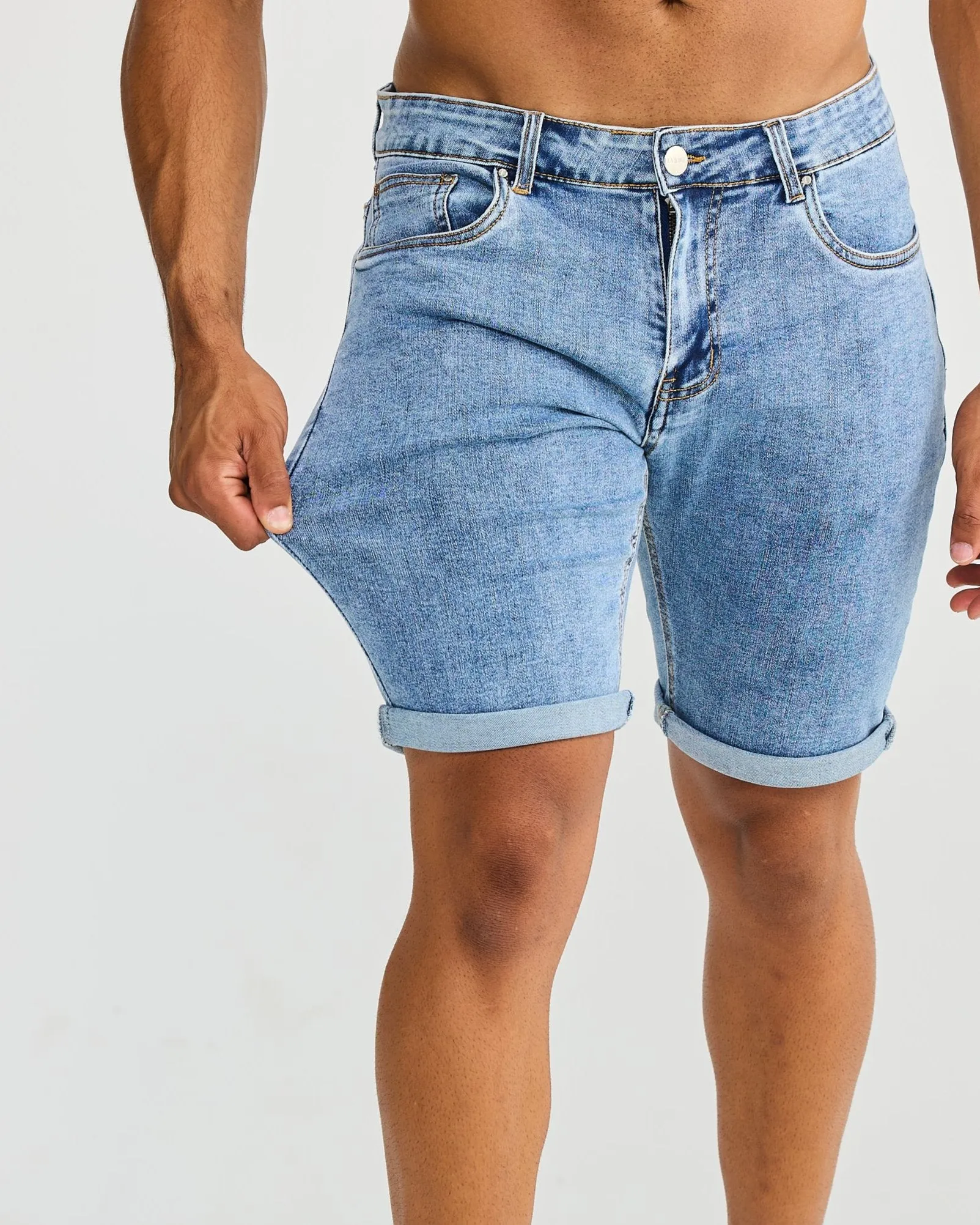 Washed Blue Denim Shorts