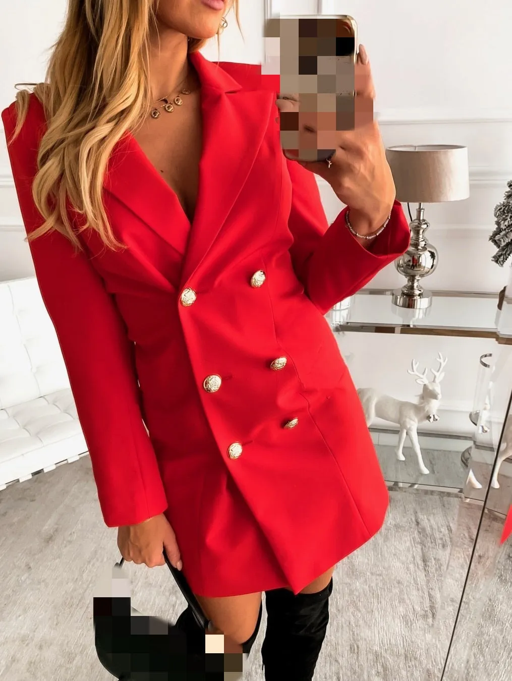 Wenkouban 2022 Spring Fashion Blazer Dress Women's Long Sleeve Solid Red Dresses Female Blazers Fashion Formal Office Ladies Clothes