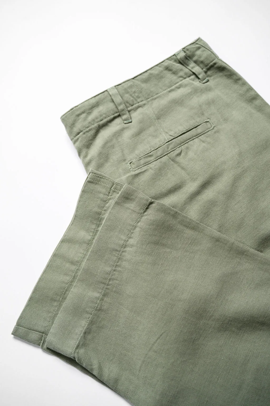 Wythe Flat Front Slub Cotton/Linen Twill Chinos - Faded Olive